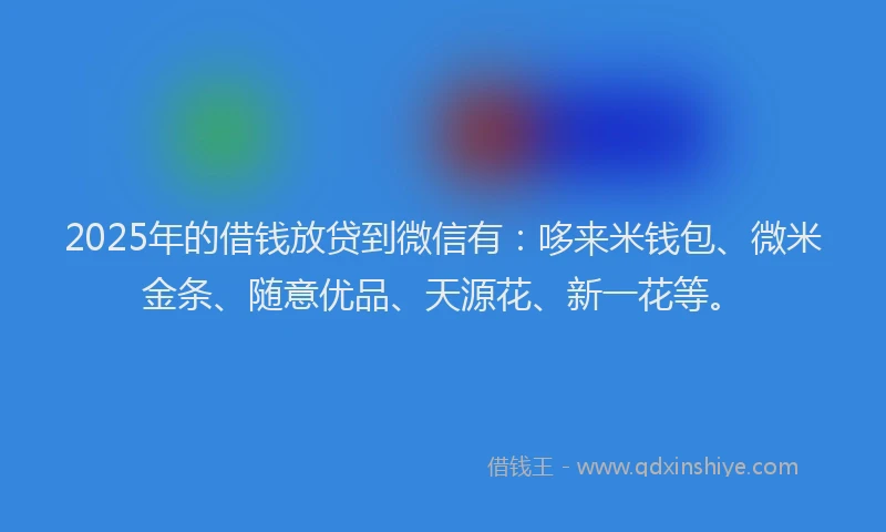 2025年的借钱放贷到微信有：哆来米钱包、微米金条、随意优品、天源花、新一花等。