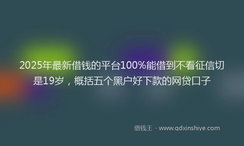 2025年最新借钱的平台100%能借到不看征信切是19岁，概括五个黑户好下款的网贷口子