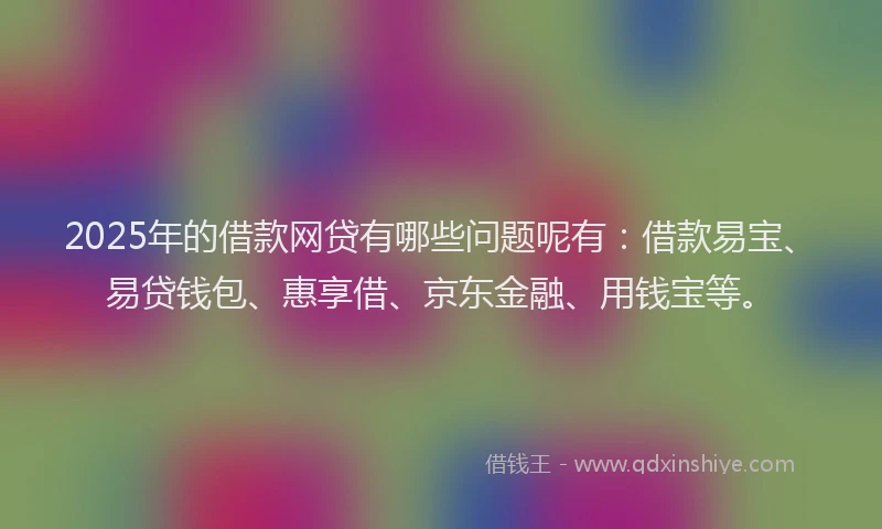 2025年的借款网贷有哪些问题呢有：借款易宝、易贷钱包、惠享借、京东金融、用钱宝等。