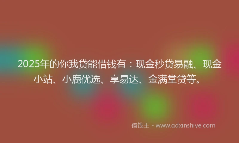 2025年的你我贷能借钱有：现金秒贷易融、现金小站、小鹿优选、享易达、金满堂贷等。