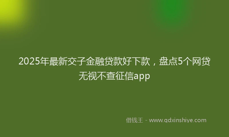 2025年最新交子金融贷款好下款，盘点5个网贷无视不查征信app