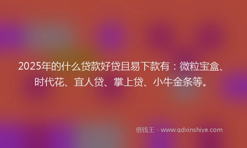 2025年的什么贷款好贷且易下款有：微粒宝盒、时代花、宜人贷、掌上贷、小牛金条等。