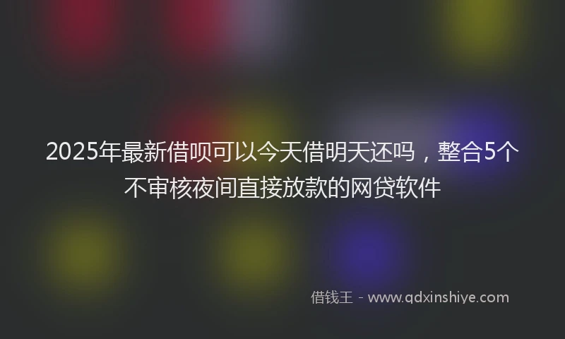 2025年最新借呗可以今天借明天还吗，整合5个不审核夜间直接放款的网贷软件