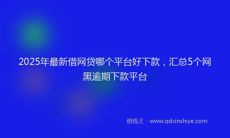 2025年最新借网贷哪个平台好下款，汇总5个网黑逾期下款平台