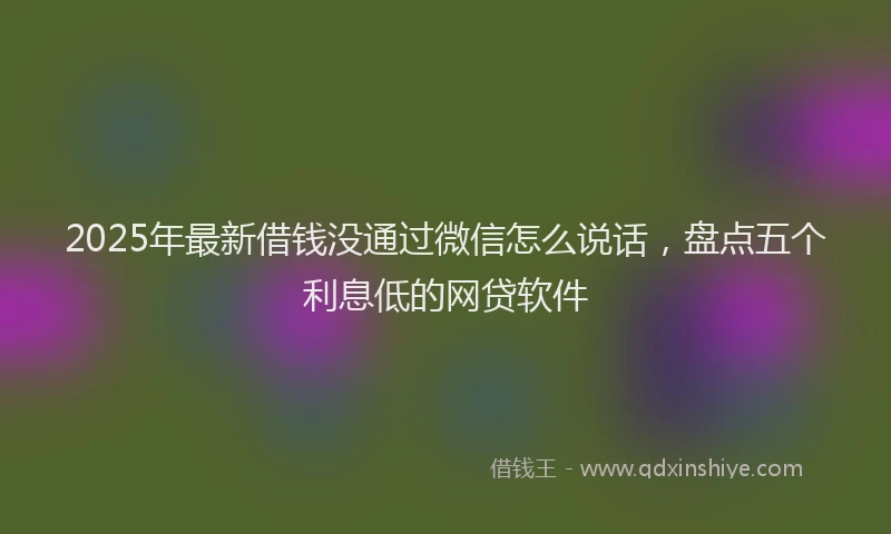 2025年最新借钱没通过微信怎么说话，盘点五个利息低的网贷软件