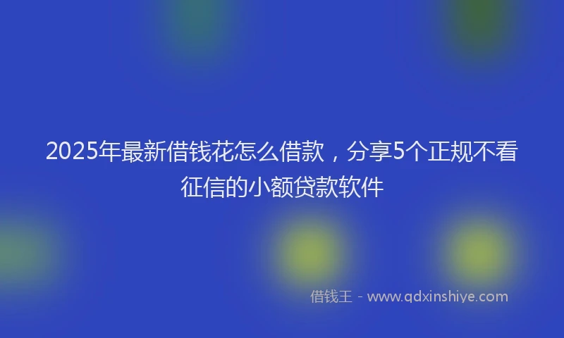 2025年最新借钱花怎么借款，分享5个正规不看征信的小额贷款软件