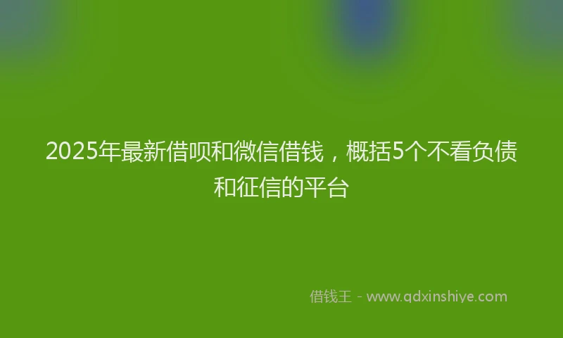 2025年最新借呗和微信借钱，概括5个不看负债和征信的平台