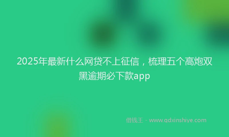 2025年最新什么网贷不上征信，梳理五个高炮双黑逾期必下款app
