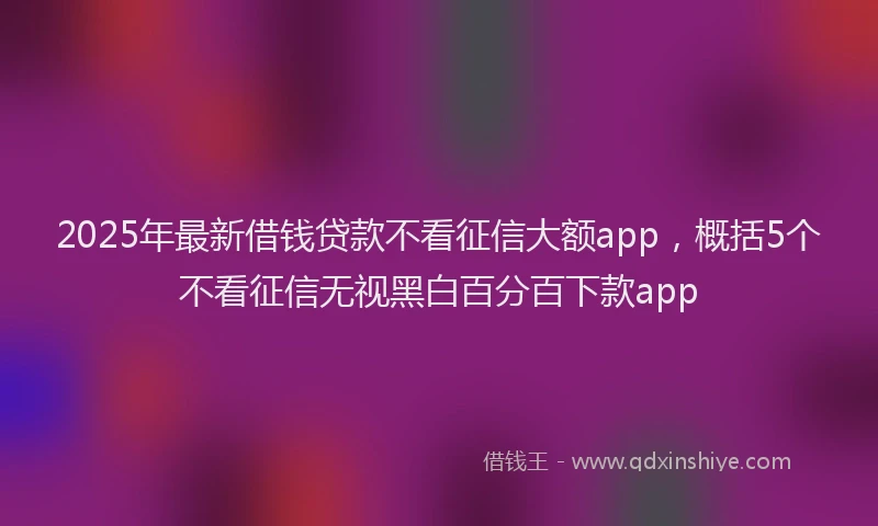 2025年最新借钱贷款不看征信大额app，概括5个不看征信无视黑白百分百下款app