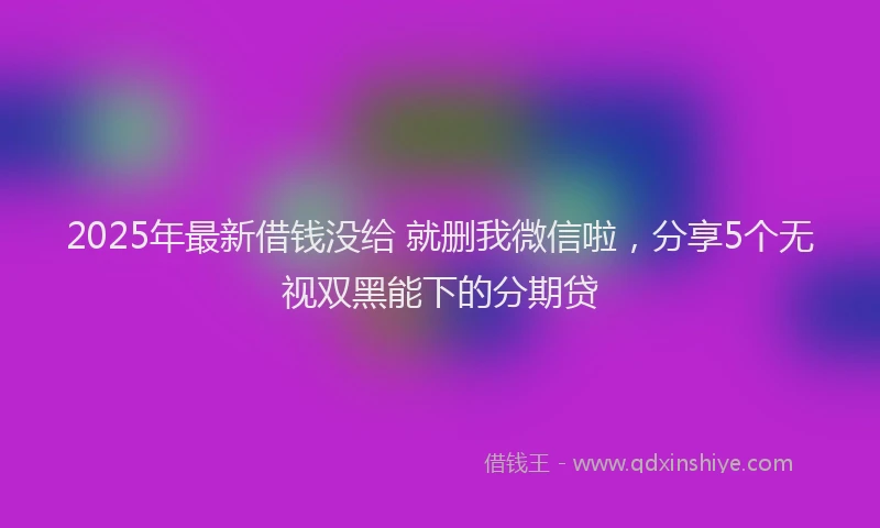 2025年最新借钱没给 就删我微信啦，分享5个无视双黑能下的分期贷