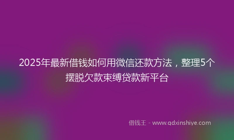 2025年最新借钱如何用微信还款方法，整理5个摆脱欠款束缚贷款新平台