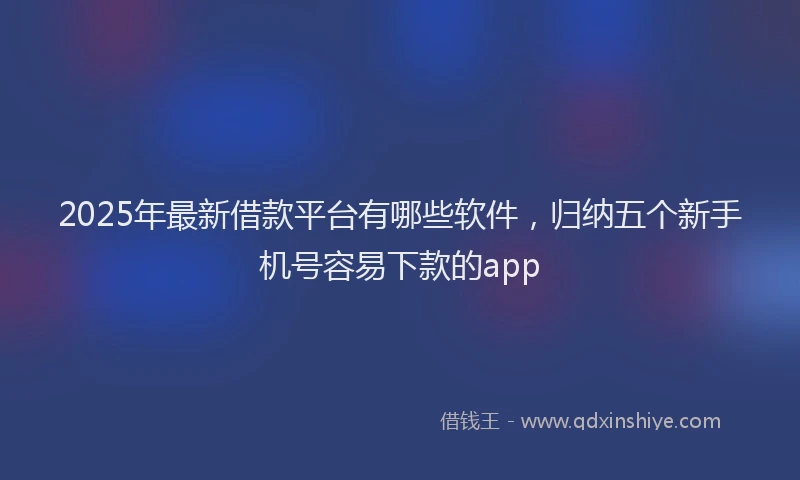 2025年最新借款平台有哪些软件，归纳五个新手机号容易下款的app