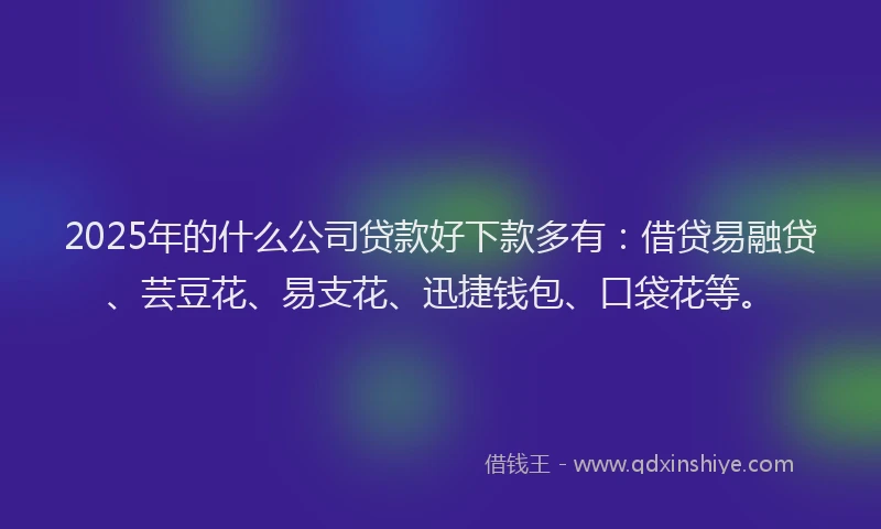 2025年的什么公司贷款好下款多有：借贷易融贷、芸豆花、易支花、迅捷钱包、口袋花等。