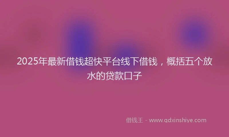 2025年最新借钱超快平台线下借钱，概括五个放水的贷款口子