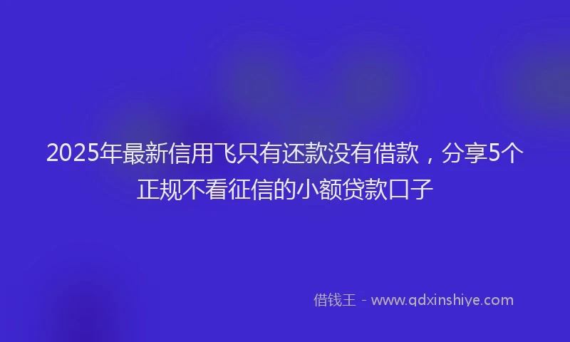 2025年最新信用飞只有还款没有借款，分享5个正规不看征信的小额贷款口子