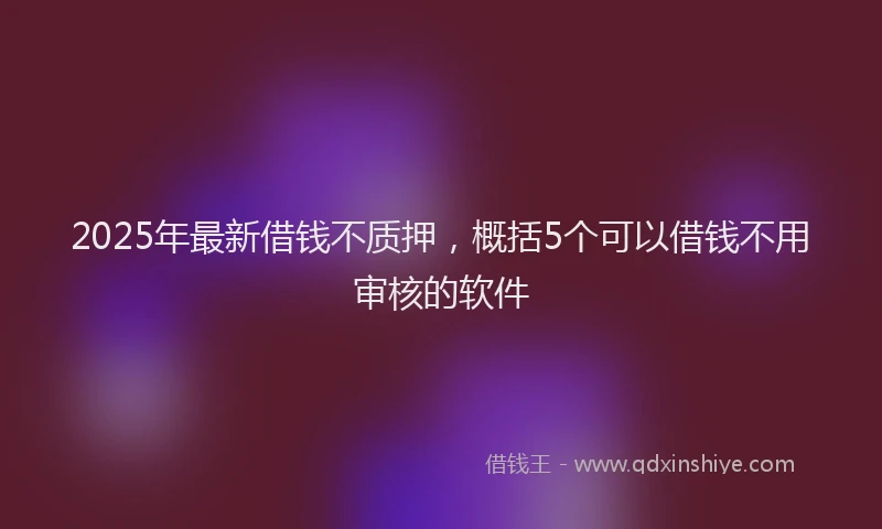 2025年最新借钱不质押，概括5个可以借钱不用审核的软件