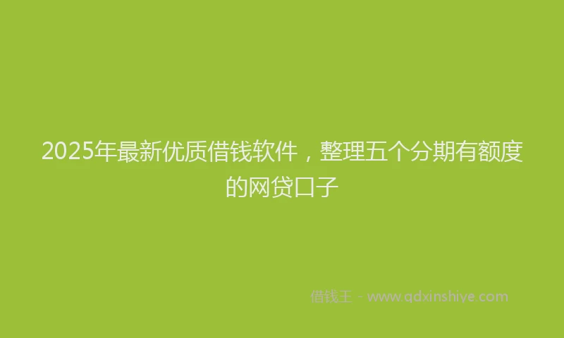 2025年最新优质借钱软件，整理五个分期有额度的网贷口子