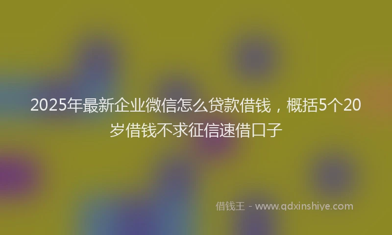 2025年最新企业微信怎么贷款借钱，概括5个20岁借钱不求征信速借口子