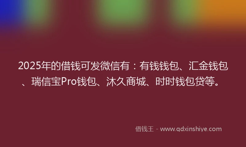 2025年的借钱可发微信有：有钱钱包、汇金钱包、瑞信宝Pro钱包、沐久商城、时时钱包贷等。