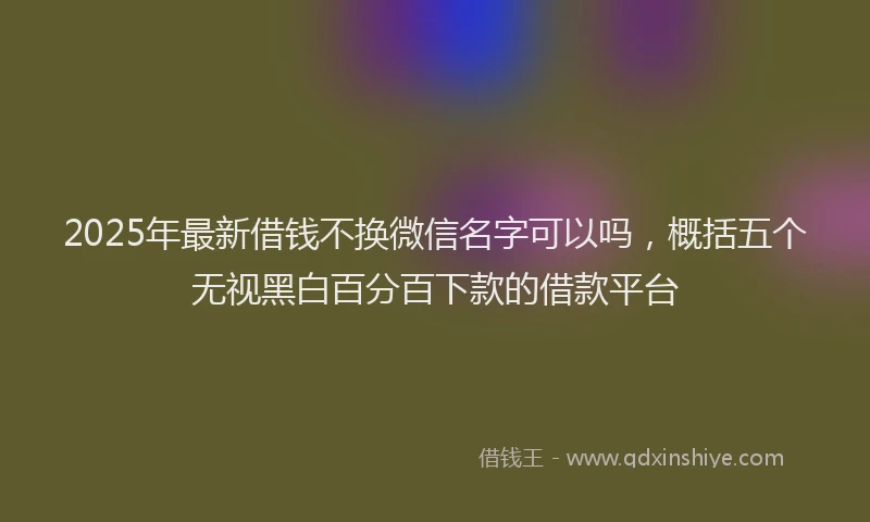 2025年最新借钱不换微信名字可以吗，概括五个无视黑白百分百下款的借款平台