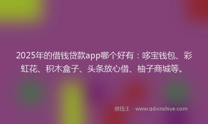 2025年的借钱贷款app哪个好有：哆宝钱包、彩虹花、积木盒子、头条放心借、柚子商城等。