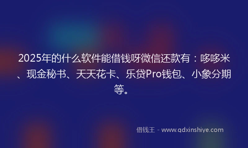 2025年的什么软件能借钱呀微信还款有：哆哆米、现金秘书、天天花卡、乐贷Pro钱包、小象分期等。