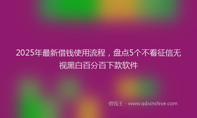 2025年最新借钱使用流程，盘点5个不看征信无视黑白百分百下款软件