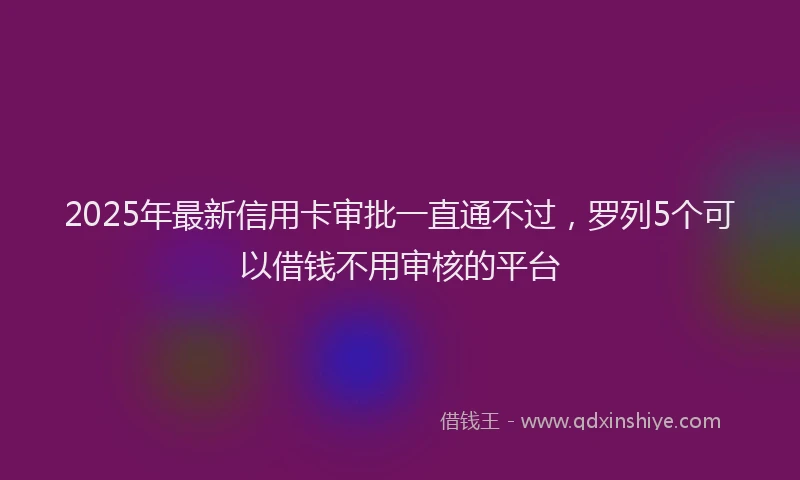 2025年最新信用卡审批一直通不过，罗列5个可以借钱不用审核的平台