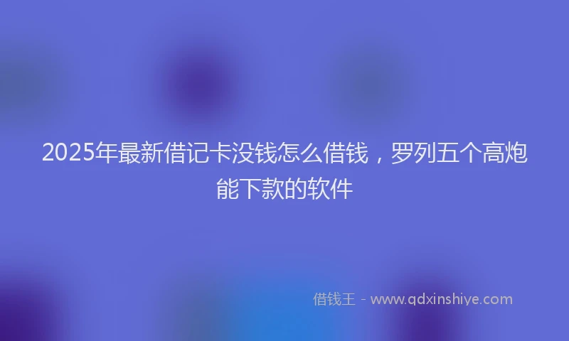 2025年最新借记卡没钱怎么借钱，罗列五个高炮能下款的软件