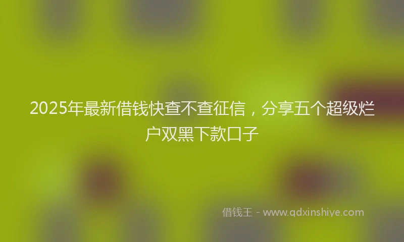 2025年最新借钱快查不查征信，分享五个超级烂户双黑下款口子