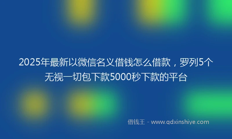 2025年最新以微信名义借钱怎么借款，罗列5个无视一切包下款5000秒下款的平台