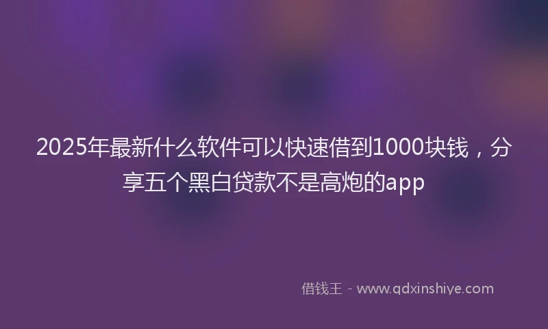 2025年最新什么软件可以快速借到1000块钱，分享五个黑白贷款不是高炮的app