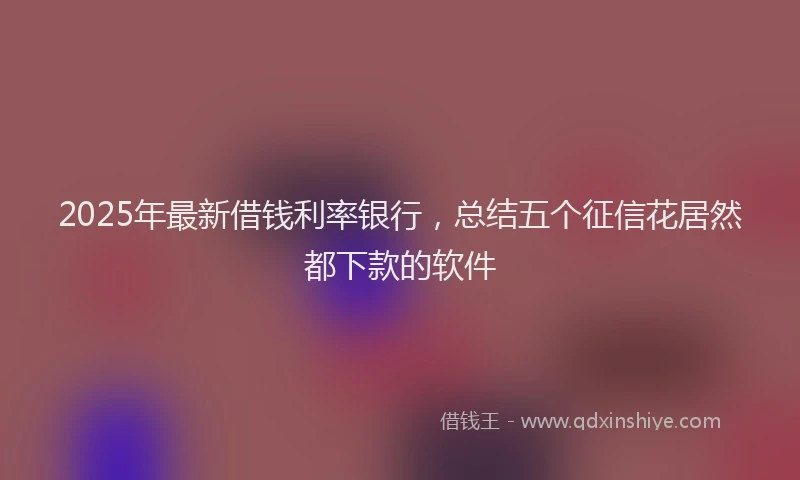 2025年最新借钱利率银行，总结五个征信花居然都下款的软件