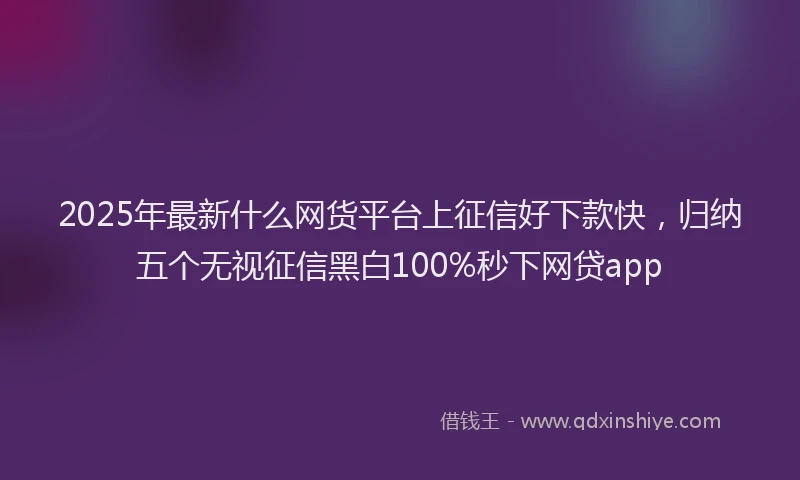 2025年最新什么网货平台上征信好下款快，归纳五个无视征信黑白100%秒下网贷app