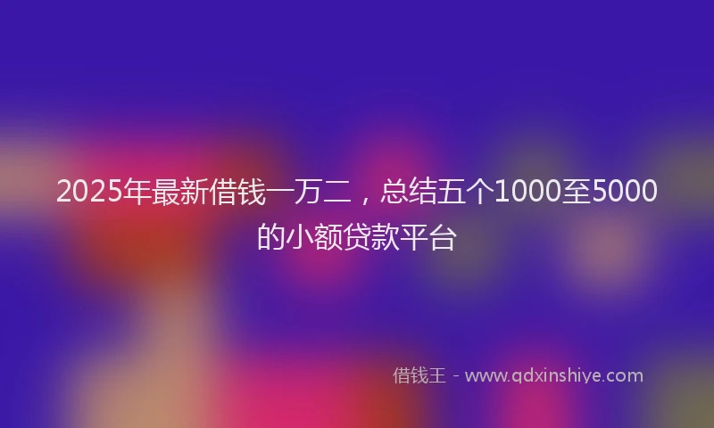 2025年最新借钱一万二，总结五个1000至5000的小额贷款平台