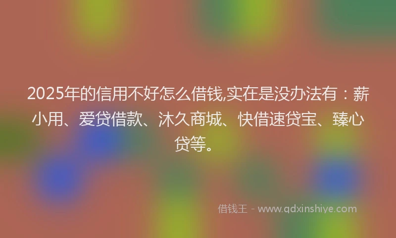 2025年的信用不好怎么借钱,实在是没办法有：薪小用、爱贷借款、沐久商城、快借速贷宝、臻心贷等。
