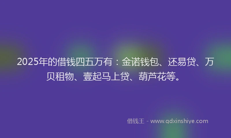 2025年的借钱四五万有：金诺钱包、还易贷、万贝租物、壹起马上贷、葫芦花等。