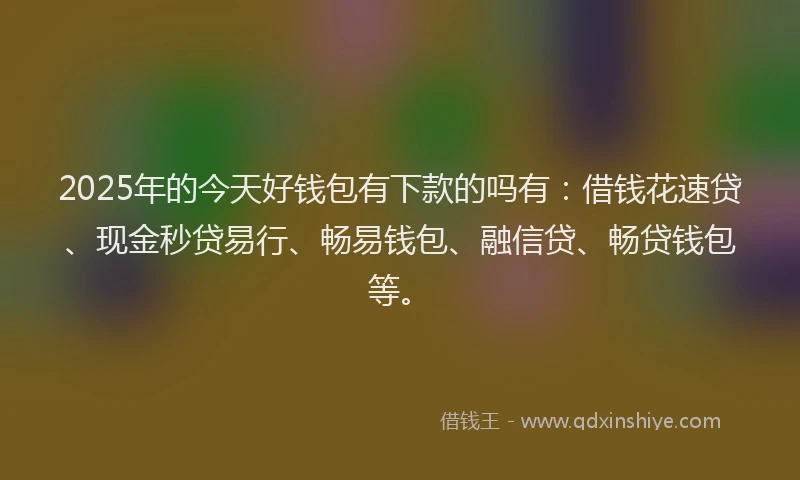 2025年的今天好钱包有下款的吗有：借钱花速贷、现金秒贷易行、畅易钱包、融信贷、畅贷钱包等。