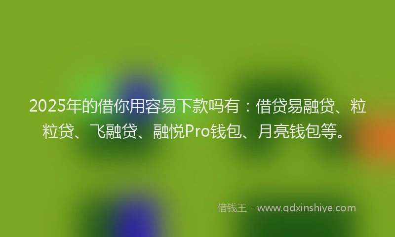 2025年的借你用容易下款吗有：借贷易融贷、粒粒贷、飞融贷、融悦Pro钱包、月亮钱包等。