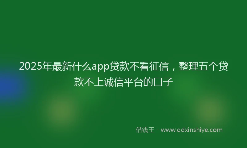 2025年最新什么app贷款不看征信，整理五个贷款不上诚信平台的口子
