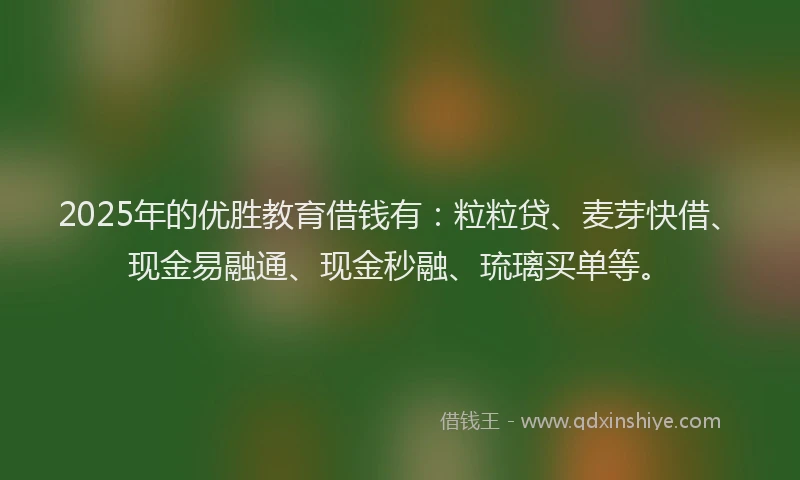 2025年的优胜教育借钱有：粒粒贷、麦芽快借、现金易融通、现金秒融、琉璃买单等。