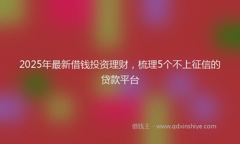2025年最新借钱投资理财，梳理5个不上征信的贷款平台