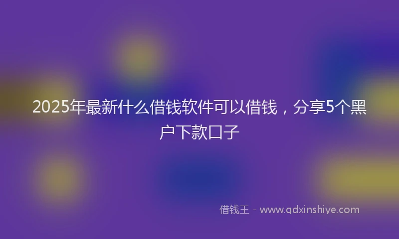 2025年最新什么借钱软件可以借钱，分享5个黑户下款口子