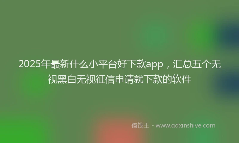 2025年最新什么小平台好下款app，汇总五个无视黑白无视征信申请就下款的软件