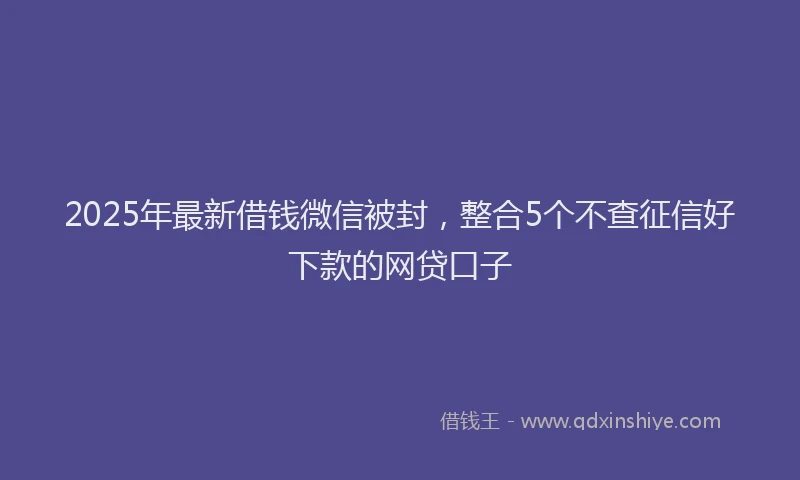 2025年最新借钱微信被封，整合5个不查征信好下款的网贷口子