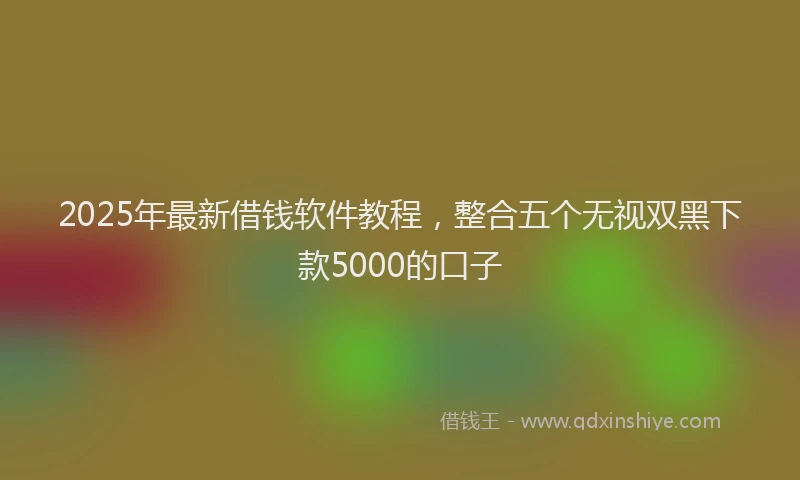 2025年最新借钱软件教程，整合五个无视双黑下款5000的口子