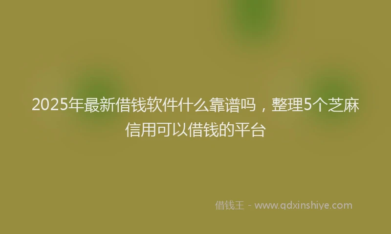 2025年最新借钱软件什么靠谱吗，整理5个芝麻信用可以借钱的平台