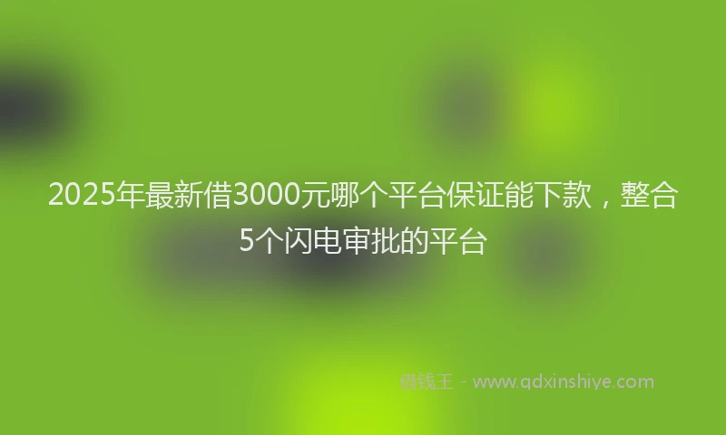 2025年最新借3000元哪个平台保证能下款，整合5个闪电审批的平台