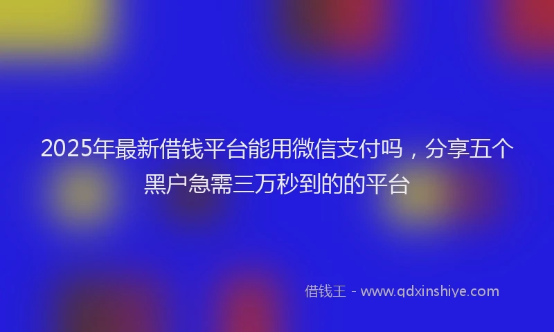 2025年最新借钱平台能用微信支付吗，分享五个黑户急需三万秒到的的平台
