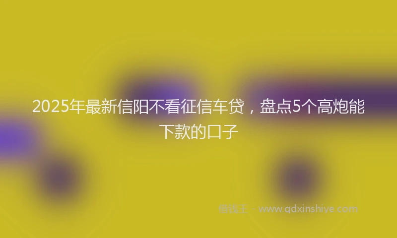 2025年最新信阳不看征信车贷，盘点5个高炮能下款的口子